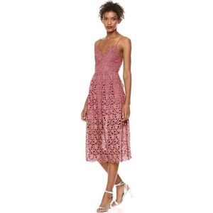 ASTR  Mauve Pink Sleeveless Lace Fit & Flare Midi Dress Small